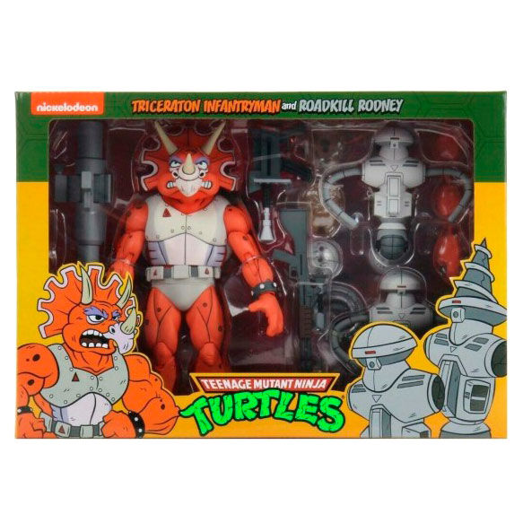 Photo du produit Les Tortues ninja pack 3 figurines Triceraton Infantryman & Roadkill Rodney 18 cm