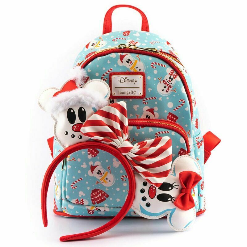 Photo du produit Disney by Loungefly set sac à dos et serre-tête Minnie & Mickey Snowman AOP