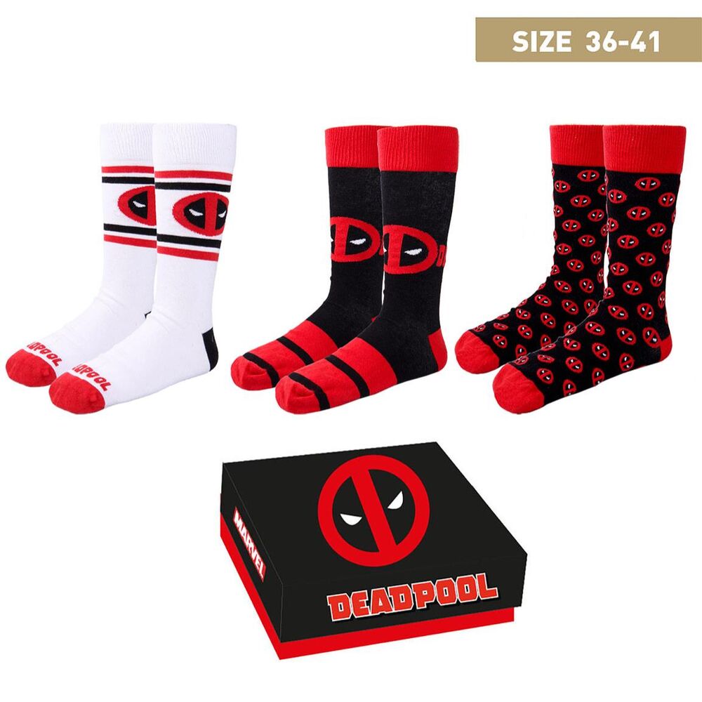 Photo du produit Coffret Pack 3 paires de chaussettes Deadpool Marvel