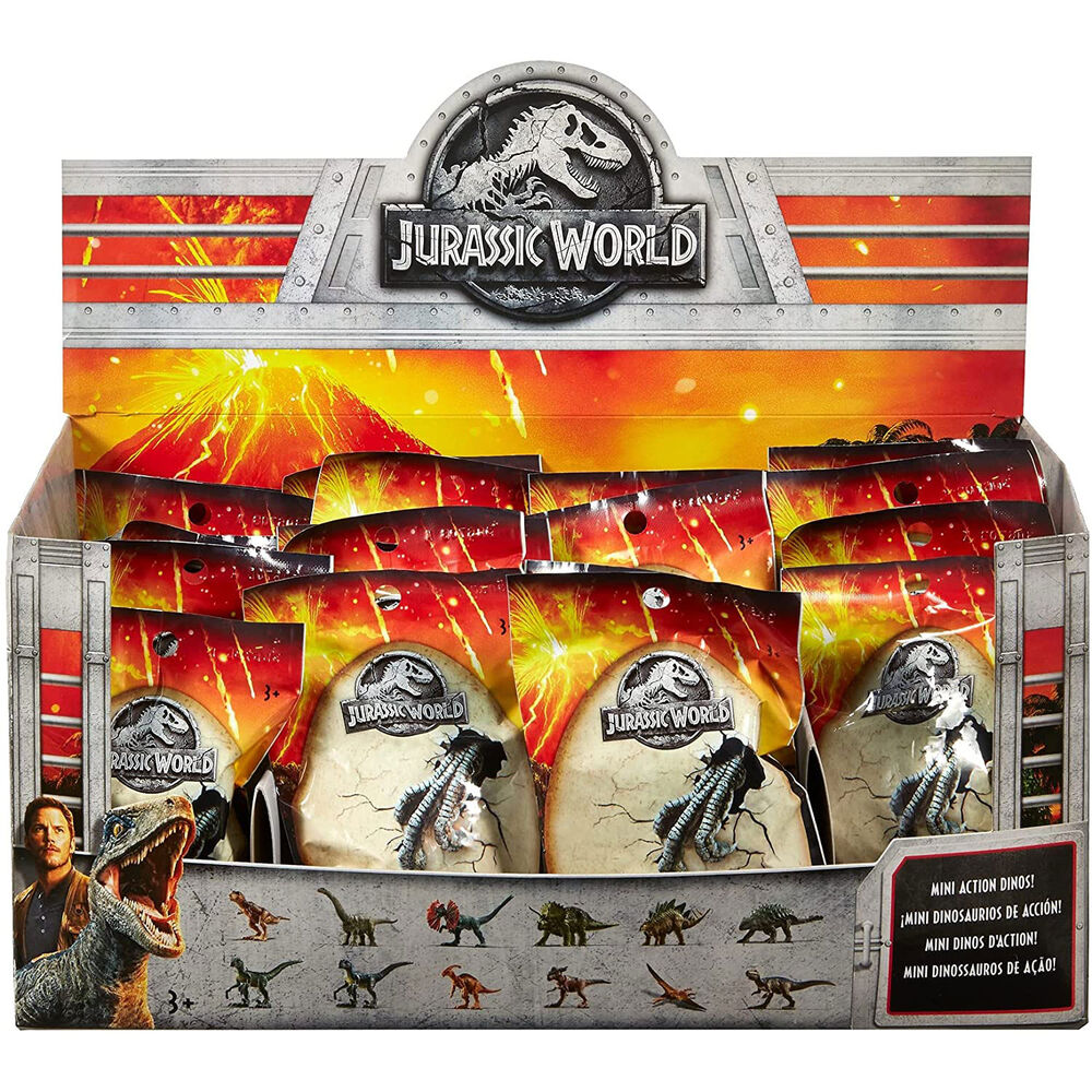 Photo du produit 24 figurines mini dinosaures Jurassic World et son présentoir