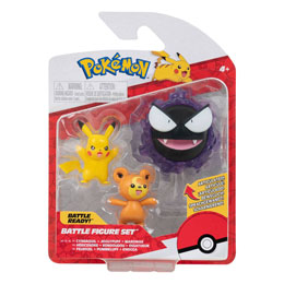 Photo du produit Pokémon pack 3 figurines Battle Teddiursa, Pikachu #9, Fantominus 5 cm Photo 1