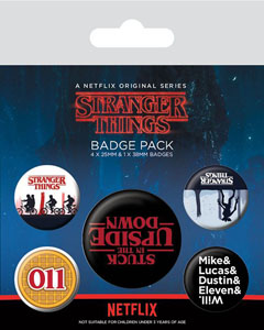 Stranger Things pack 5 badges Upside Down